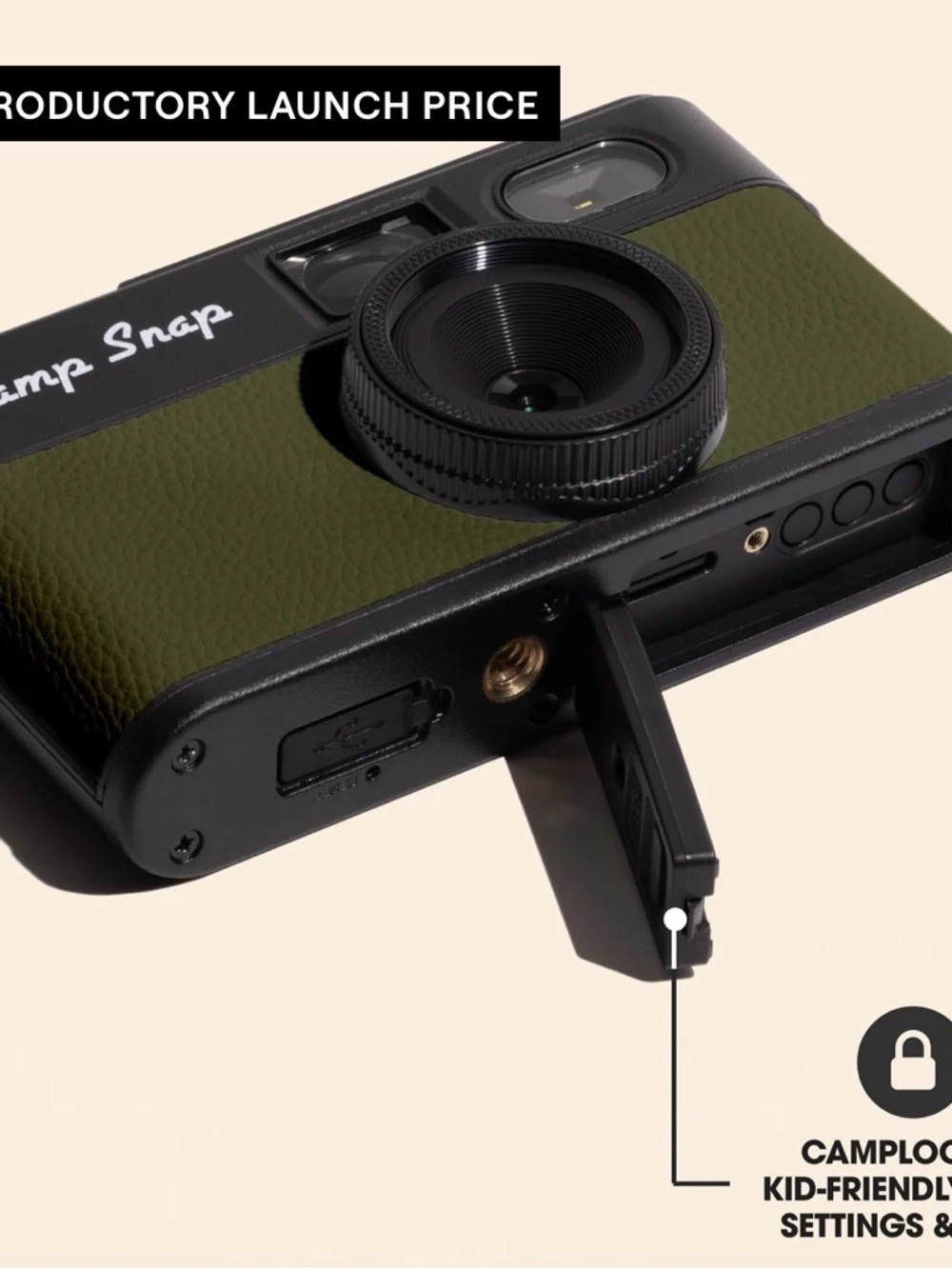 Camp Snap Retro Film Camera in Olive Green - Picture 2 of 2